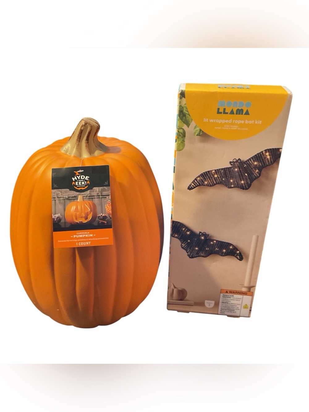 Orange Decorative Pumpkin & Rope Bat Kit Bundle - NWT